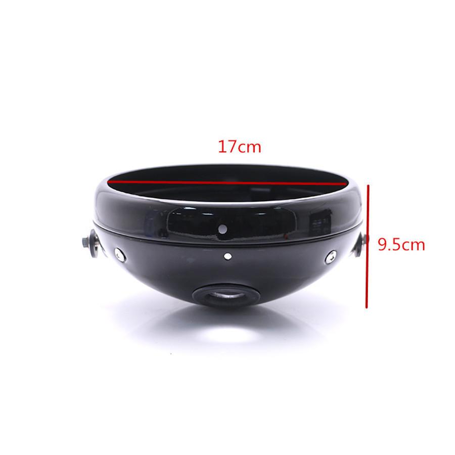 Headlight Housing  7" Black Aluminum Motorcycle Headlight Cover Housing  Mount Brackets Fork Ear  Headlamp Holder Kit  Universal