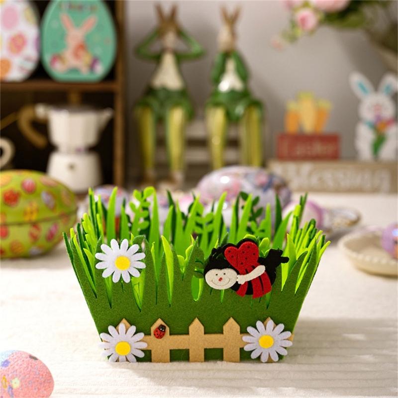 User Friendly Green Rabbit Basket Easters Celebration Decors for Easters Festivities Perfect for Kids and Family Gatherings