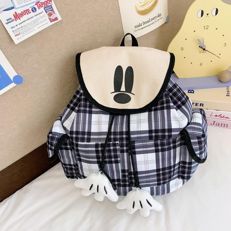 

Korean version ins niche college style sweet soft girl mini backpack retro plaid cute cartoon parent-child backpack 30*15*35