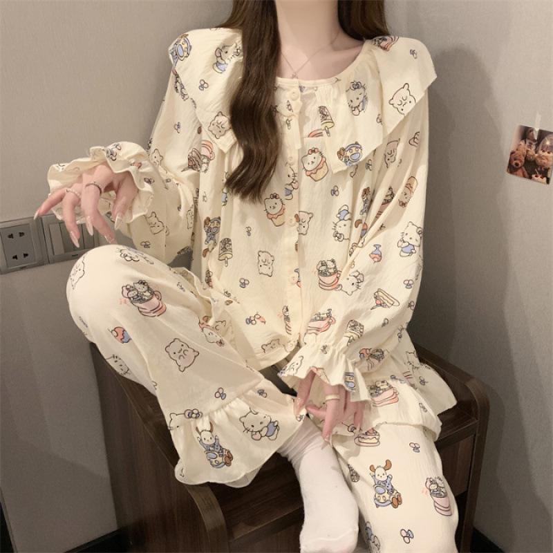 Women's Korean Style Spring/Autumn Long Sleeve Sweet Princess Pajama Set