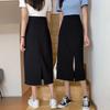 Women's Summer 2024 Black A-Line High Waist Long Skirt with Back Slit Design