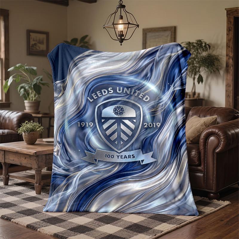 Leeds United Football Print Flannel Blanket Soft Warm Sofa Bed Throw Blanket For Home Office Bedroom
