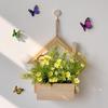 Wall Hanging Artificial Flower Pot for Living Room TV Background with Greenery Planter.
