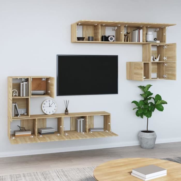 VidaXL Meuble TV mural Chêne sonoma Bois d'ingénierie 3114584