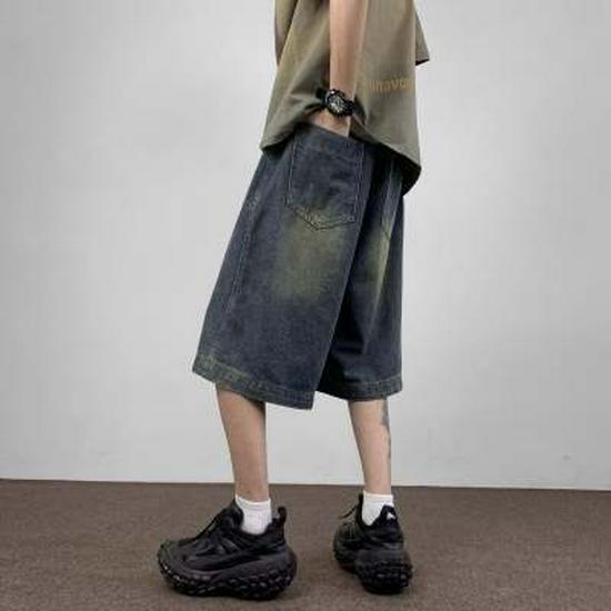 Unisex Distressed Wide-Leg Jeans, Summer Shorts, Versatile Harem Pants, Trendy Loose-Fit Shorts