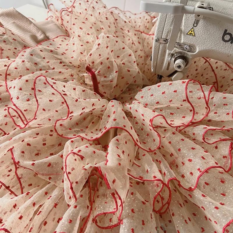 Seersucker Lace Fabric Black Polka Dot Tulle Fabric for Wedding Dress Bridal Veil Tutu Dress Baby Girls Puffy Clothing Sewing