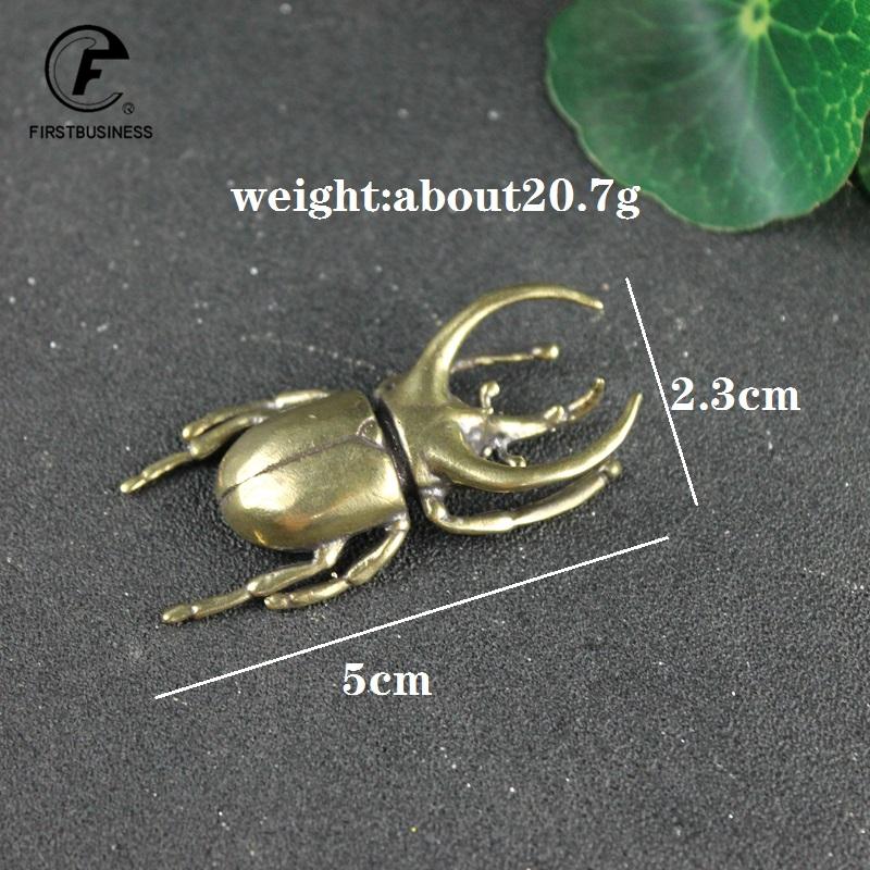 Solid Brass Insect Trypoxylus Figurines Miniatures Tea Pet Funny Beetle Crafts Collection Desktop Small Ornament Home Decoration