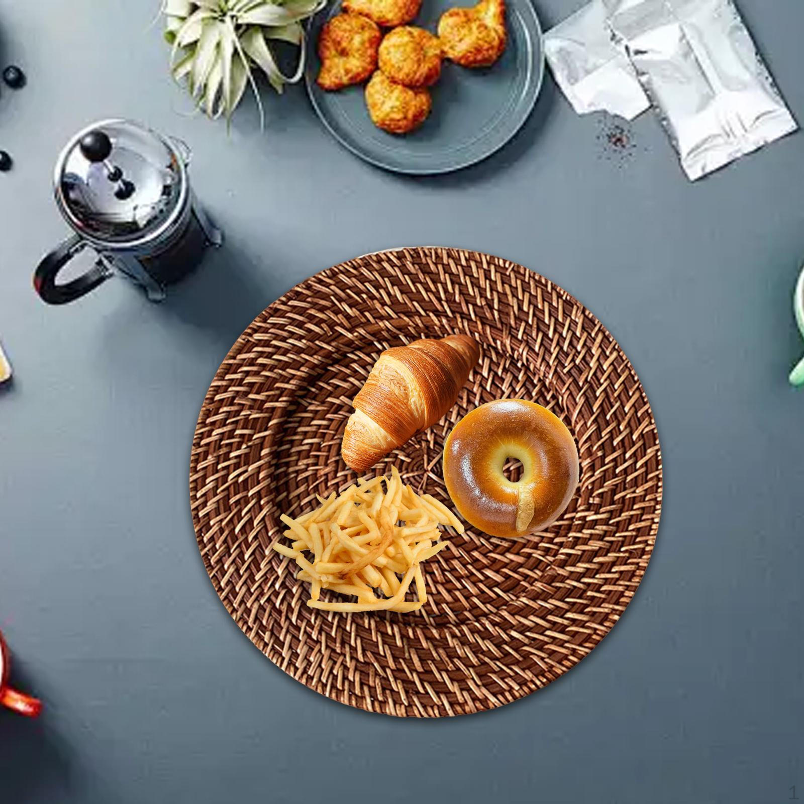 

Подставка из ротанга для еды, закусок, поднос для сервировки, деревенские фрукты для столовой коричневый