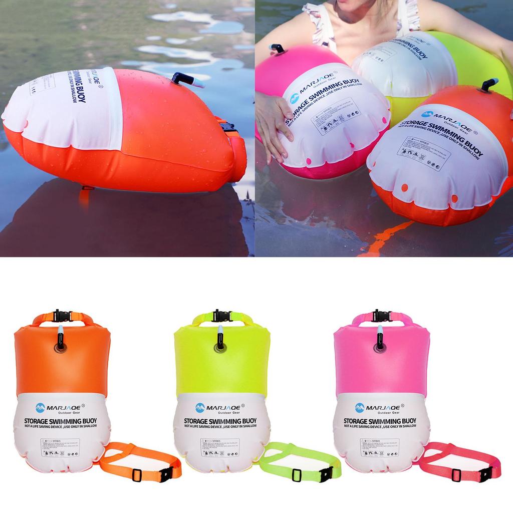 Inflatable Swim Buoy Safety Float Tow with Dry Bag for Open Water Swimmers