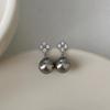 Silver Needle Zircon Star Flower Tassel Stud Earrings - Elegant and Fashionable Women's Accessory
