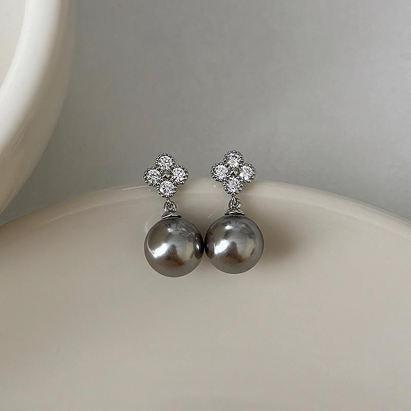 Silver Needle Zircon Star Flower Tassel Stud Earrings - Elegant and Fashionable Women's Accessory