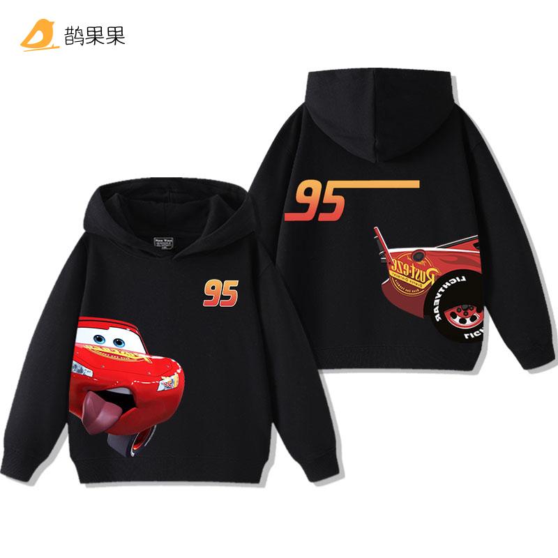 Autos Lightning McQueen Spaßbedruckt Kinder Jungen Mädchen Kapuzenpullover Herbst und Winter Lässige Mode Warmer Studenten Kapuzenpullover 110 black