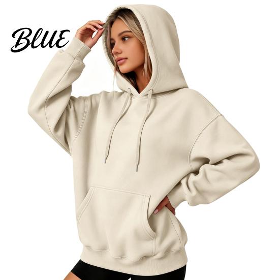 Soft Polyester Pullover Women Oversized Hoodie Cotton Blend Long Sleeve Sweatshirt Adjustable Drawstring Hoodie for Daily Wear And Front Pocket