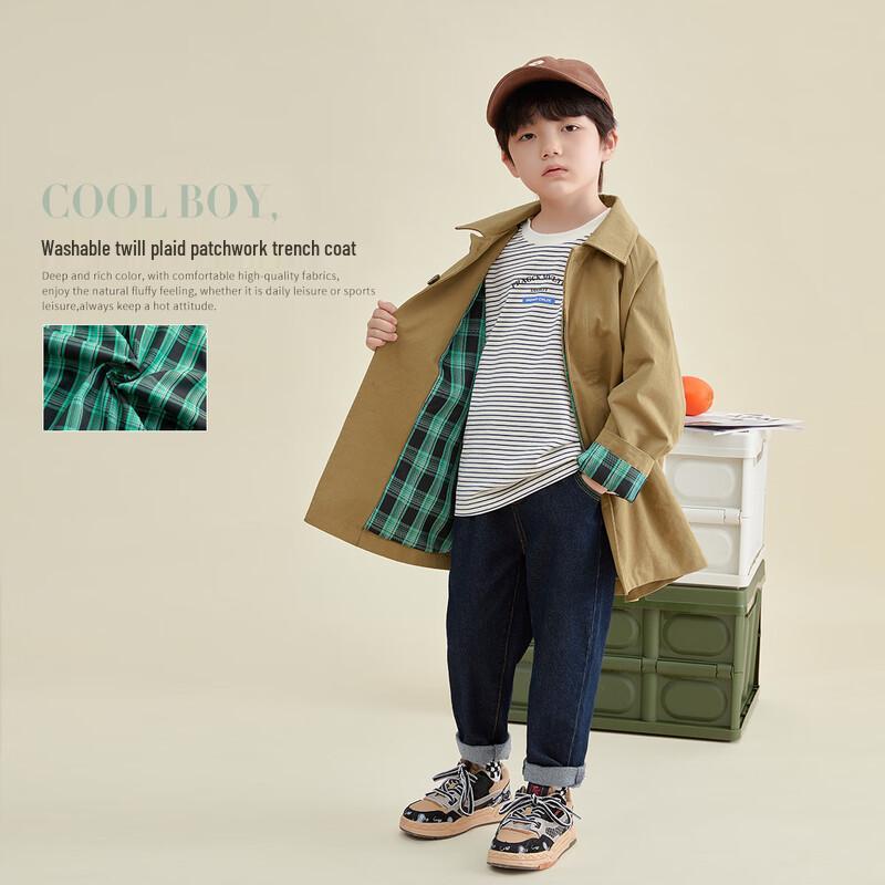 

Boys Washed Cotton Twill Trench Coat 120