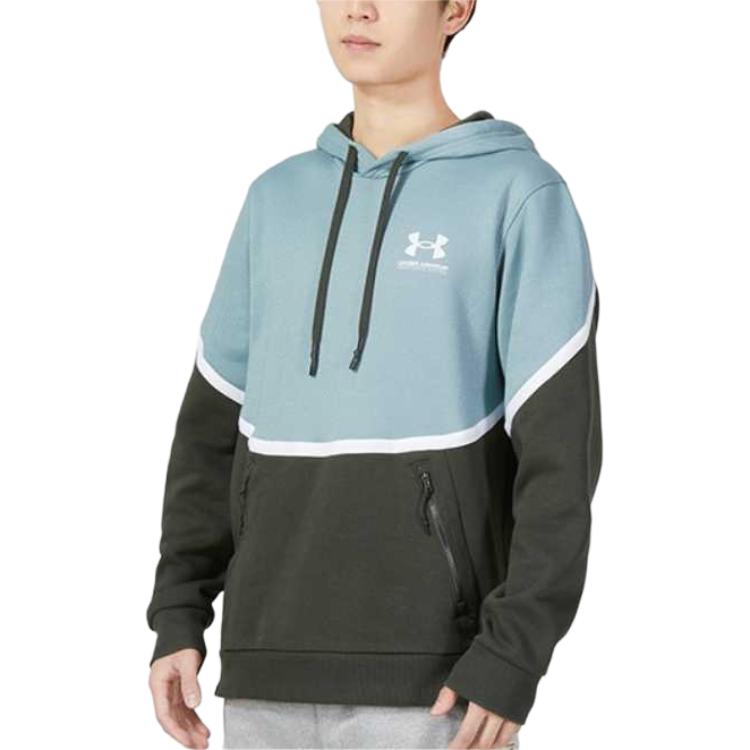 Under Armour Rival Amp Color Block Fleece Hooded Training Sweatshirt Men sweatshirt Blue 1357090-424