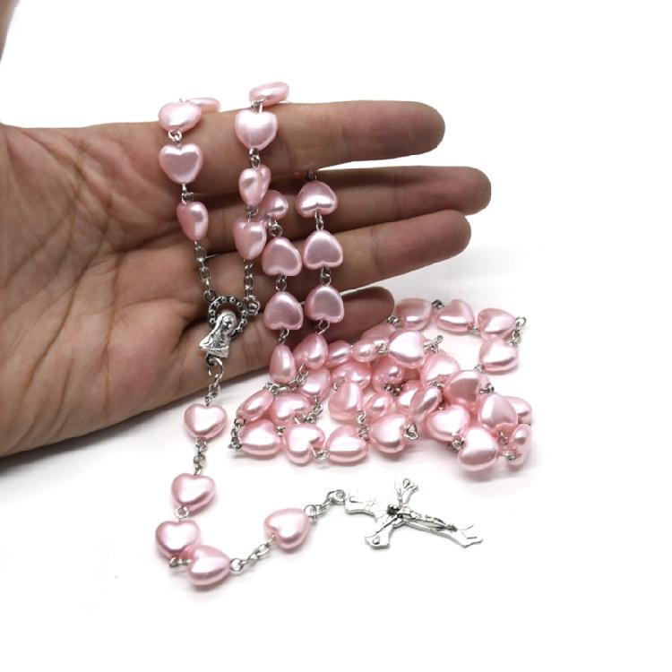 Religion Christian Faux Pearls Rosary Necklace For Women Crossed Pendant Clavicle Chain Beads Chains Fashion Jewelry