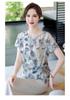 Elegant Chiffon Short Sleeve Two-Piece Set for Middle-Aged Women - Petite Summer Slimming Top, Fashionable for Women Over 50