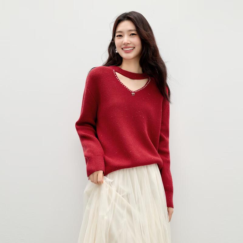 Qiushui Yiren V-Ausschnitt Strickpullover