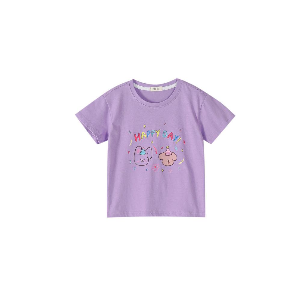 Girls' Cotton Short-sleeved T-shirt Summer Children's Casual Cartoon Top