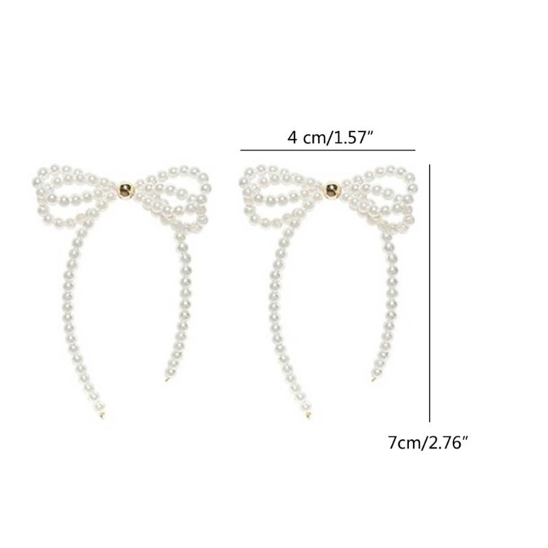 1 Pair Exaggerated All-Matched Earings Pearls Bowknot Ear Jewelry Niche Temperament Earrings for New Year Birthday Gift
