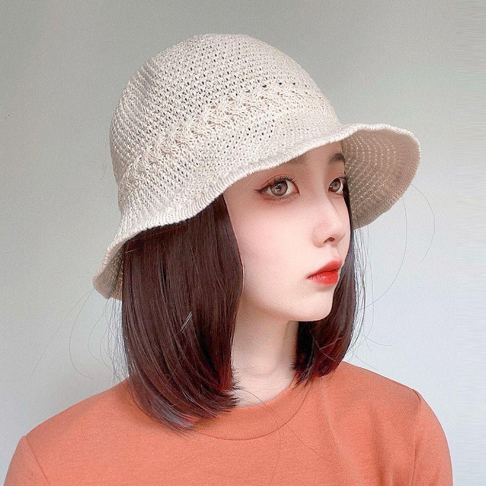 Women Girls Spring Straight Bob Wigs Fisherman Hat Wig Sunshade Hat Short Wigs Bucket Hat Fake Hair