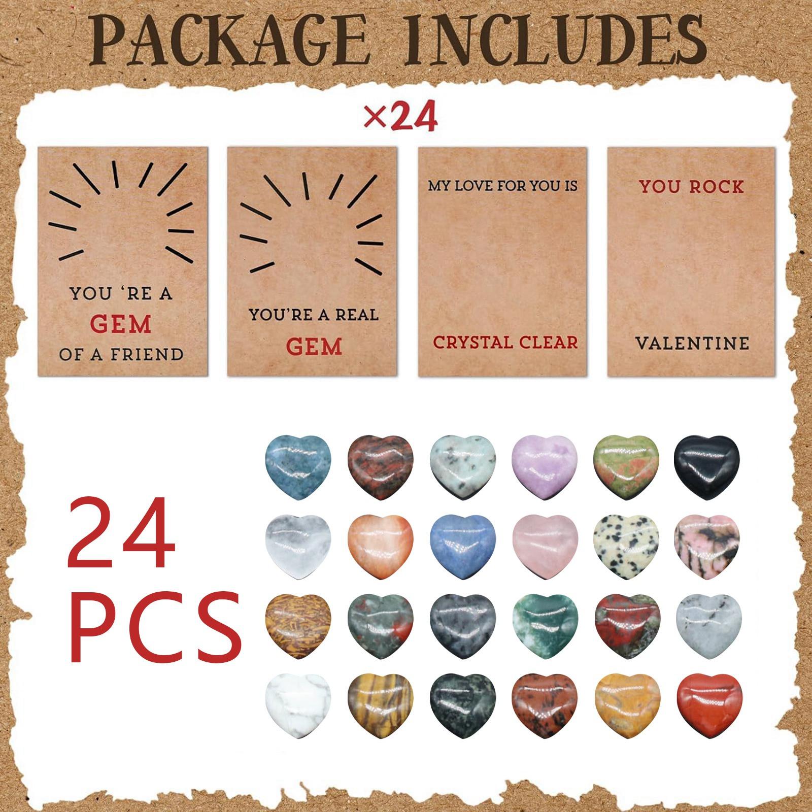 Valentines Day Gifts For Kids - 24 Pack Valentines Cards With Heart-Shape Plastic Heart-shaped Material Valentine