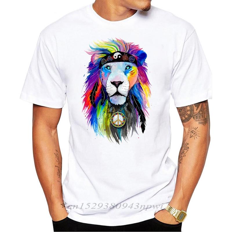 2020 T shirt Men Crown Lion 3D White printing Mens Tshirt Fashion Animal Casual ShortSleeve oneck hipster tops harajuku  tee