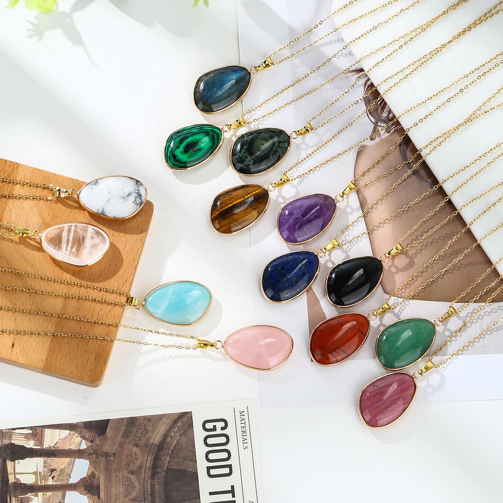 1 Stück Naturstein Unregelmäßiger Anhänger Halskette Rosa Kristall Amethyst Tigerauge Halskette Anhänger für Damen Paar Schmuck Geschenk