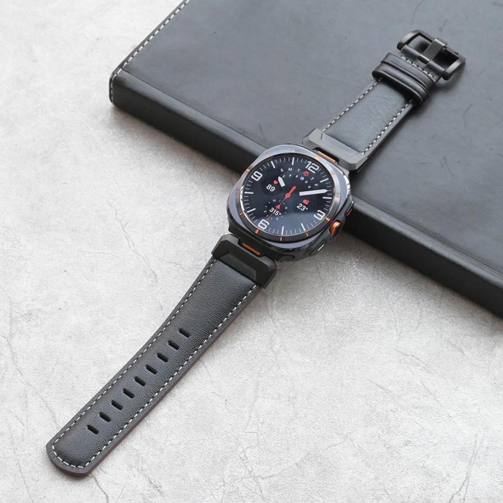 

Leather for Samsung Galaxy Watch Ultra 47mm Band Classy Smart Strap for Galaxy Ultra 47mm Bracelet Belt Correa Accessory Leather Galaxy Ultra 47mm чорний