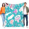 Colorful Illustration Blanket Soft Cozy Throw for Sofa Bed, Lightweight Cute Design for Kids Room, Perfect Birthday Gift for Eve