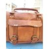 Handmade Travel Men's Genuine Vintage Goat Leather Brown Overnight Weekender Bag