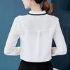 Women Work Long Sleeve Bow Tie Ruffles Chiffon Blouse Tee Shirt Top
