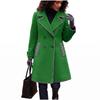 Autumn New Women's Long Wool Trench Coat Color-block Double-breasted European Size Outerwear