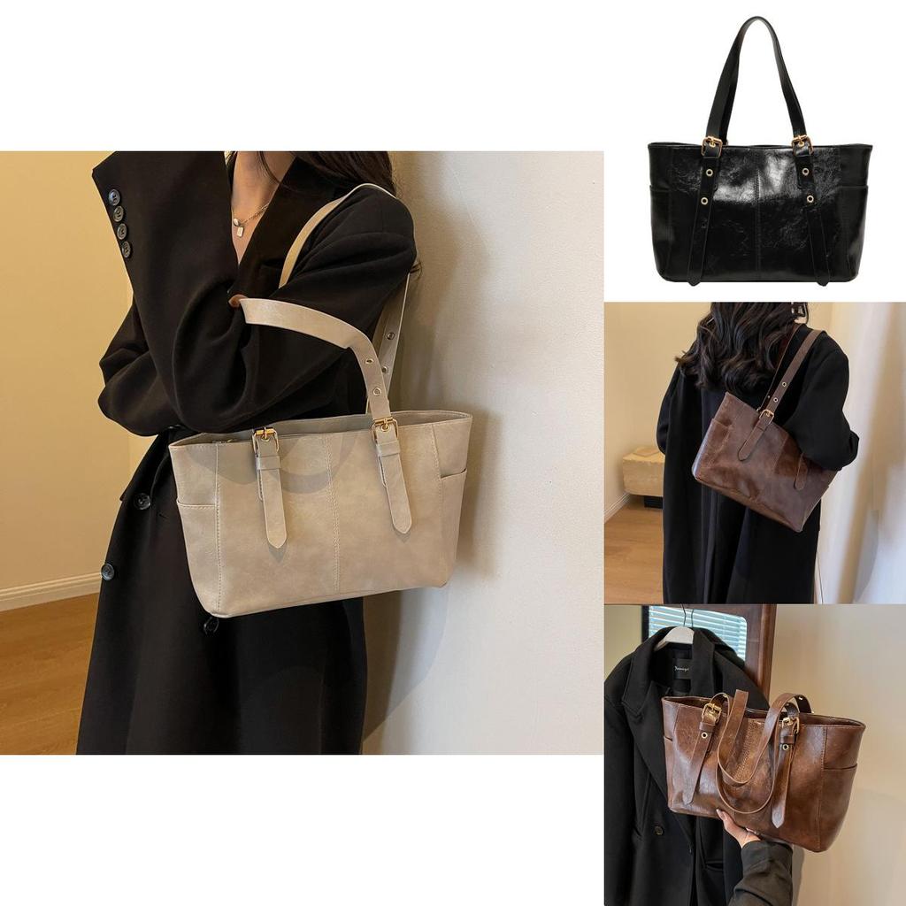 Trendy Pu Leather Tote Bag For Women Stylish Large Capacity Shoulder Bag With Zipper Closure