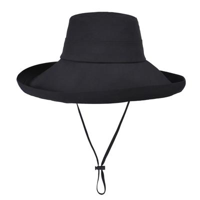 Hut mit UV-Schutz für Bucket Wide Quick Small Face Komplettes Kinn Fly Away im UV Large Einfach zu Sonne Kopfumfang Schwarz [LEZOOY] Damen, Hut,