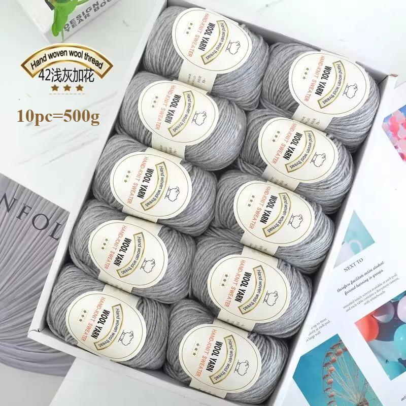 10pc=500g 3mm Medium Coarse Wool Thread Hand Crochet DIY Craft Sweater Hat Doll Bag Needle  Thread Soft Warm Skin Friendly