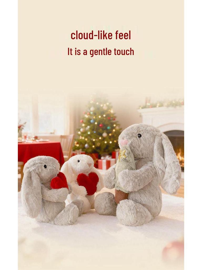 Floral Lop-Eared Bunny Plush Toy - Heart Hug Companion Doll for Kids