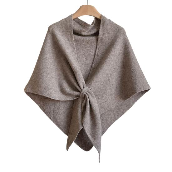 Women Knitted Shawl Wrap Scarf Solid Color Comfortable Cardigan Cape Imitation Cashmere Shoulder Tops Sweater