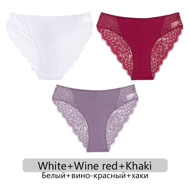 FINETOO 3ks/set Sexy krajkové kalhotky Dámské Květinové kalhotky S-XL Dámské spodky Spodní prádlo s nízkým pasem Krajkové spodní prádlo Dámské spodní prádlo 6 barev