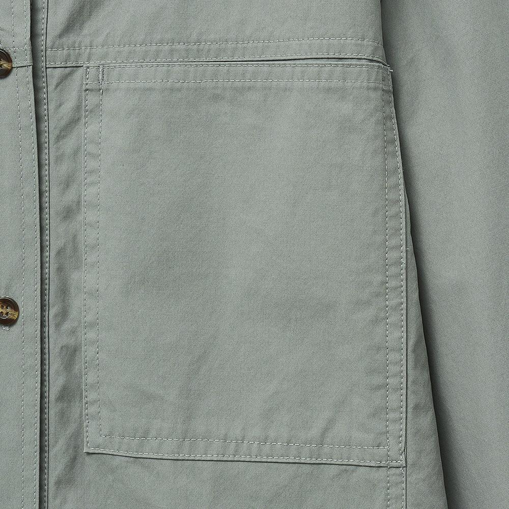NOIRER FOR WOMAN Cotton Oversized Work Shirt (Khaki Beige)