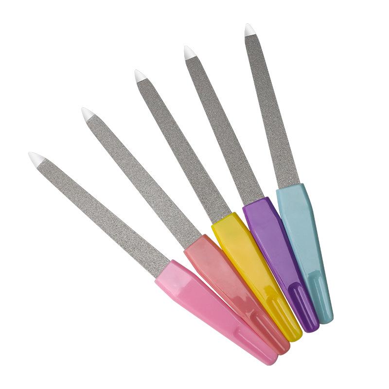 Doppelseitige Nagelfeile aus Edelstahl mit Kunststoffgriff zum Formen und Polieren