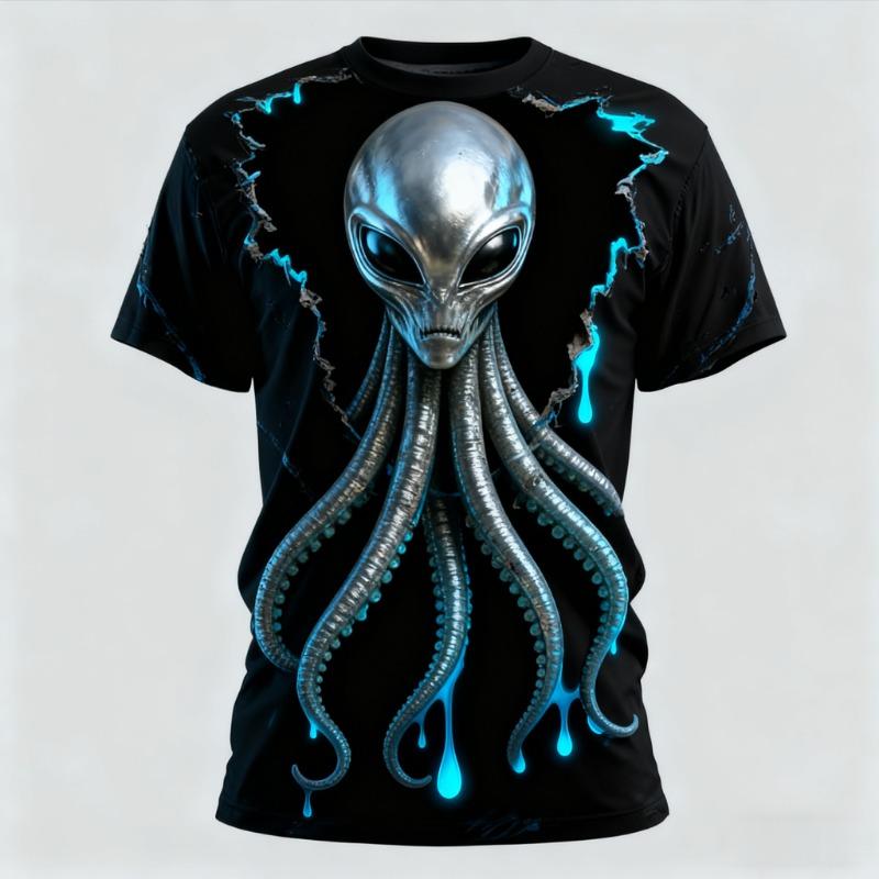 Tiger Fun Animal 3D Print Moon Tower Sports Breathable Men T-shirt Outdoor Street Loose Casual Fitness Short Sleeve