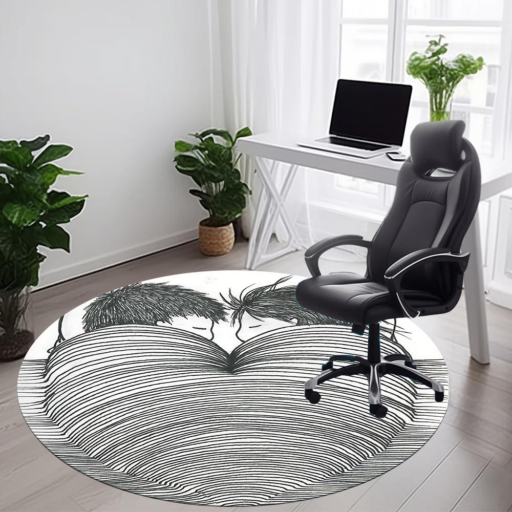 1pc Love Heart Office Round Area Rug, Indoor Mat Suitable ForOffice, Under Office Chairs Bedroom Living Room Home Decor, Room Decot014