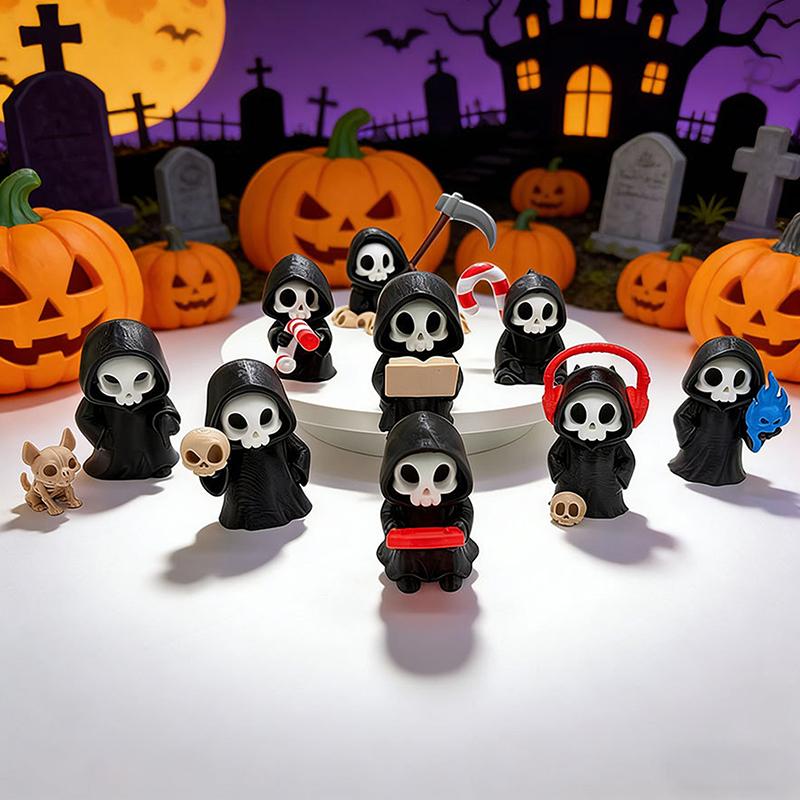 Gothic Grim Reaper Skeleton Figurine Adorable Small Resin Statue Desktop Decor for Study Bedroom Gothic Enthusiasts Gift