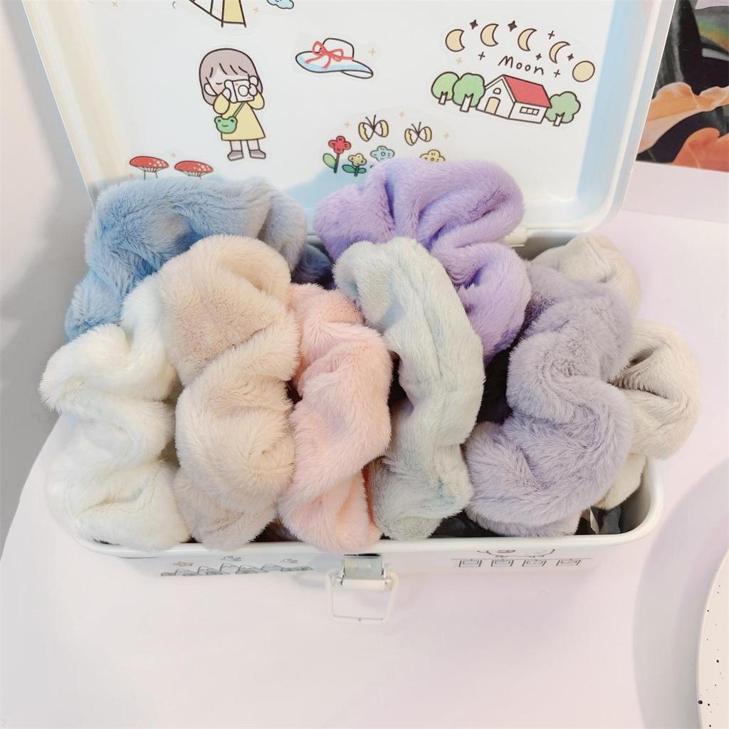 Solid Plush Large Intestine Hair Loop Scrunchies for Women Elasticity Hair Loops Fashion Hair Accessories