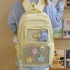 Schoolbag New Transparent Schoolbag Female Pain Bag Japanese Simple Backpack Cute Primary School Student Versatile Solid Color Backpack
