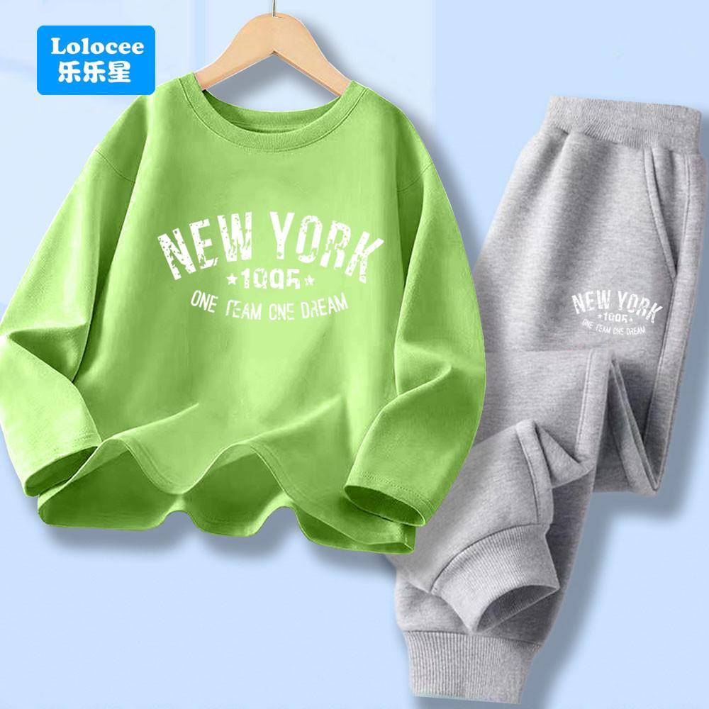 Boys Autumn Spring Clothes Sets New York City Letter Print T-shirt and Pants 2pcs Outfit Long Sleeve Tracksuits