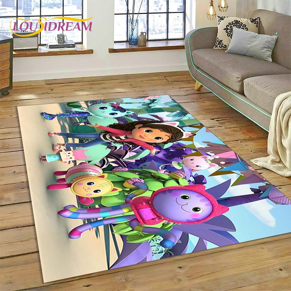 Cartoon Cute Gabbys Dollhouse Girl Rug Carpet for Living Room Bedroom Home Decor,Non-slip Decoration for Sofa Doormat Gifts Kid