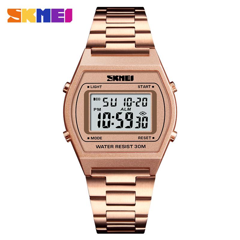 SKMEI Mode Sport Stopwatch Digitale Polshorloge Voor Mannen Vrouwen Roestvrijstalen Band Casual Datum Horloges Reloj Hombre Alarm
