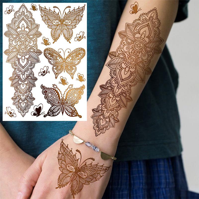 Nuevas Pegatinas Temporales de Tatuaje con Estampado en Caliente de Henna Transfronterizas para Mano, Pie y Brazo